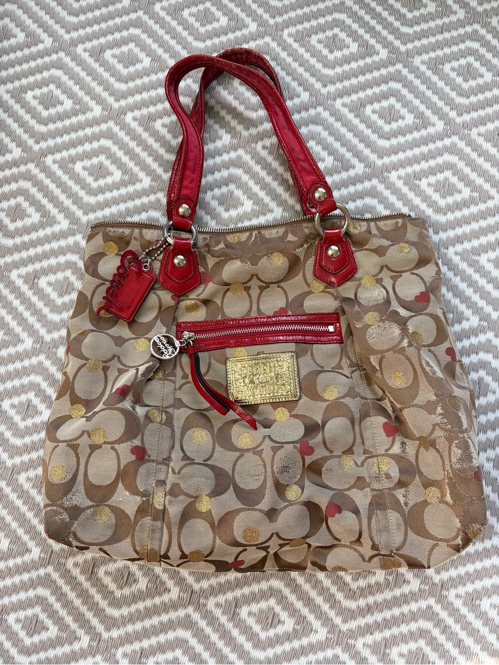 Coach Project Bag Poppy Laura Secret Admirer Heart Signature Print Tote